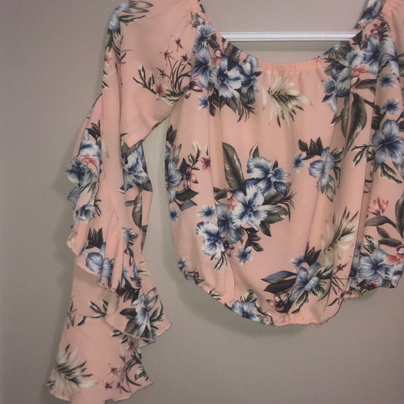 Sirens Pink floral off the shoulder top - Picture 3 of 4